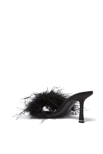 Lulu Mule Heels in Ostrich Feather